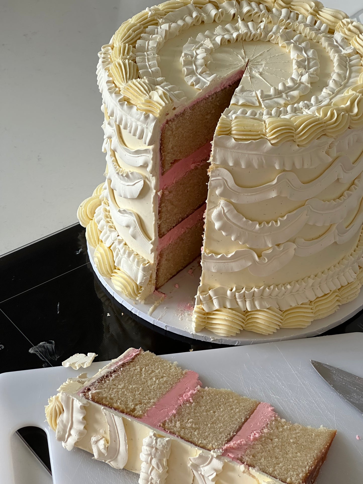 vintage gender reveal cake