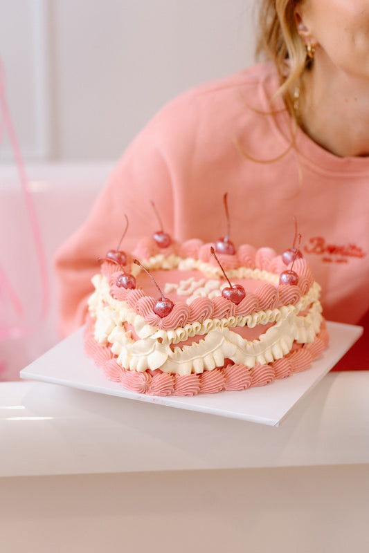 pink glitter cherry cake