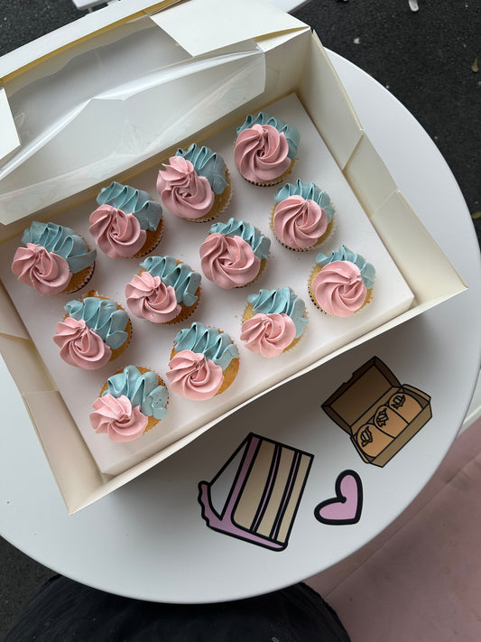 pink and blue gender reveal/baby shower cuppies