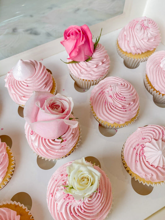 all pink everything cupcakes
