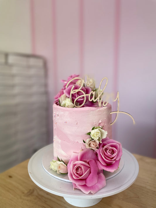 baby shower textured floral cake